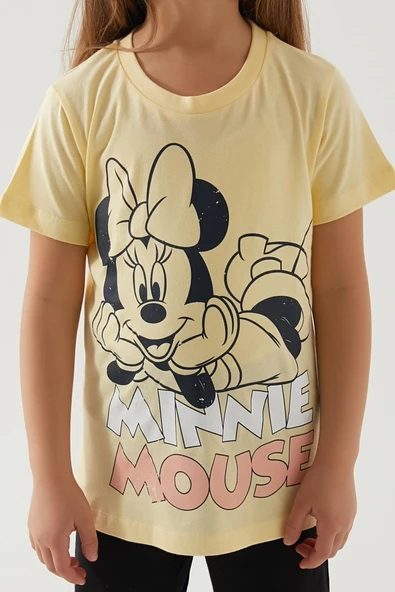 Minni Mouse Sarı Renk Kız Çocuk Bermuda Kapri Takımı - Resim 3