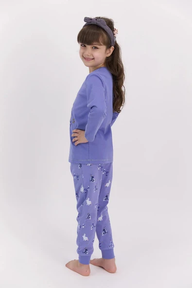Roly Poly 2572 İndigo Renk Kız Çocuk Pijama Takımı - Resim 3