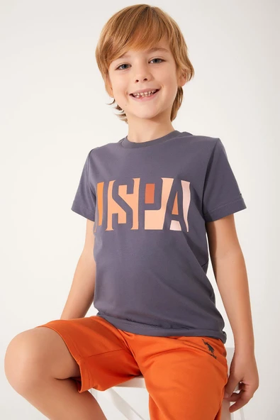 U.S POLO GARSON ÇOCUK BERMUDA TAKIM ANTİRASİT ürün görseli 1