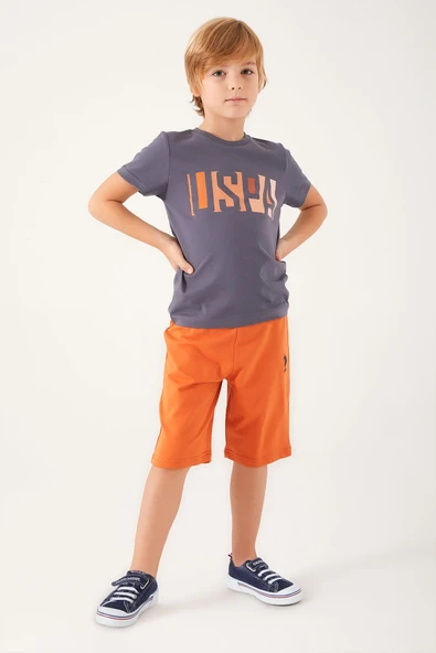 U.S POLO GARSON ÇOCUK BERMUDA TAKIM ANTİRASİT - Resim 3