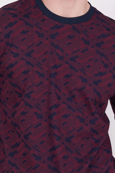 Arnetta Bordo Renk Erkek Uzun Kollu Battal Pijama Takımı - Resim 3