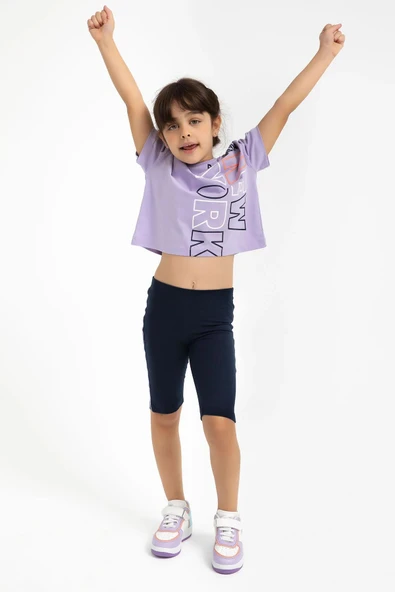 Roly Poly 2775 Lila Pamuklu Kız Çocuk Bermuda Takım - 2