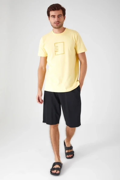 Arnetta Sarı Renk Erkek Bermuda Şort Takımı ürün görseli 1