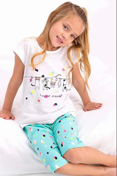 Roly Poly 2443 Beyaz Renk Kız Çocuk Kapri Takım ürün görseli 1