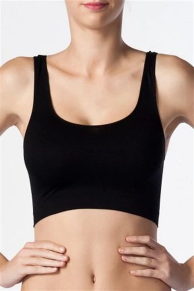 Nbb 2410 Siyah Renk Kadın Yarım Atlet Kalın Askı Büstiyer ürün görseli 1