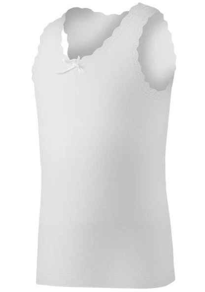 Yıldız 2098 Beyaz Ribana Dantelli Geniş Askılı Kız Çocuk Atlet ürün görseli 1