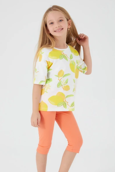 ROLY POLY KIZ GARSON KAPRİ TAKIM Beyaz - Resim 2