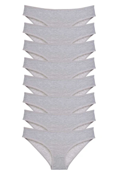 8 adet Süper Eko Set Likralı Kadın Slip Külot Gri ürün görseli