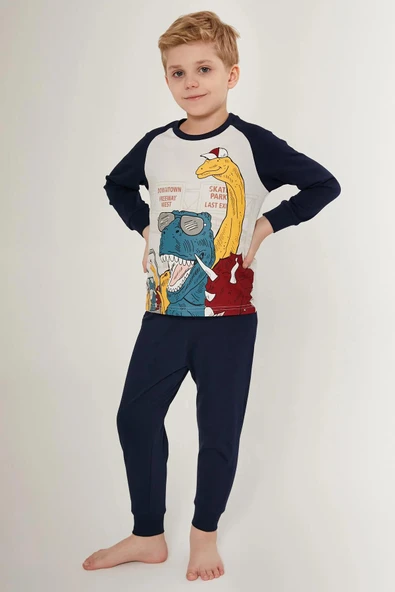 Roly Poly 3188 Lacivert Pamuklu Uzun Kol Erkek Garson Pijama Takımı - 2