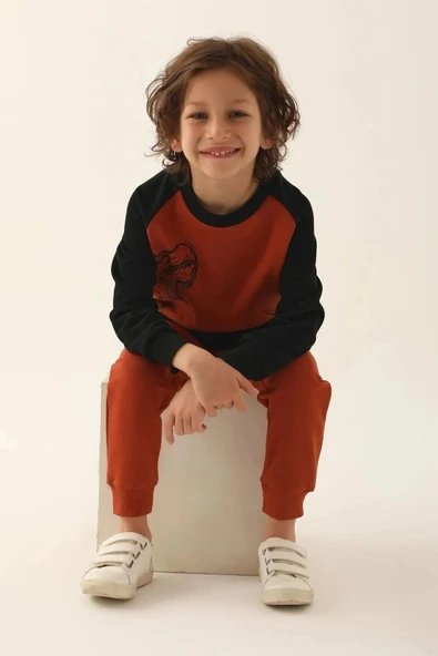 Roly Poly 3189 Turuncu Renk Erkek Çocuk Pijama Takımı - Resim 2