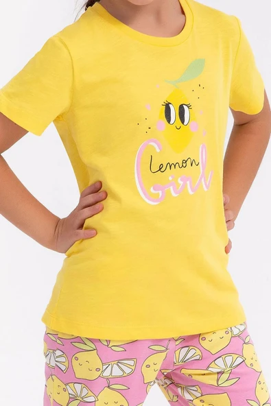 Arnetta Sarı Renk Kız Çocuk Kapri Takımı - Resim 3