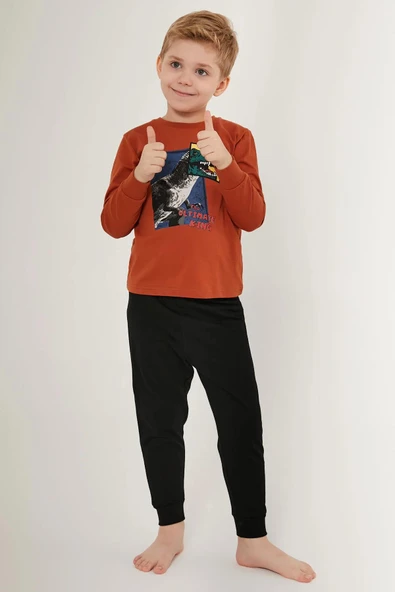 Roly Poly 3191 Turuncu Renk Erkek Çocuk Pijama Takımı - Resim 3