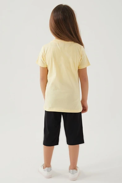 Minni Mouse Sarı Renk Kız Çocuk Bermuda Kapri Takımı - Resim 4