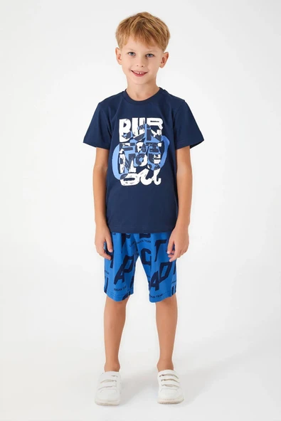 Roly Poly 3042 Lacivert Renk Baba Oğul Bermuda Pijama Takım - 2