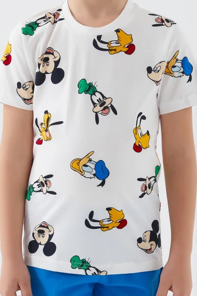 Mıckey Mouse Beyaz Renk Erkek Çocuk Kapri Takım - Resim 4