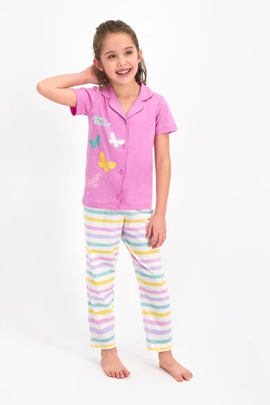 Roly Poly 2468 Pembe Renk Kız Garson Pijama Takımı - 1