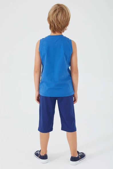 US POLO ERKEK ÇOCUK BERMUDA TAKIM SAKS - Resim 3