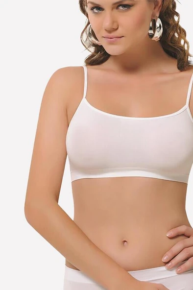 Nbb 2415 Beyaz Renk Kadın Yarım Atlet İnce Askılı Büstiyer ürün görseli 1
