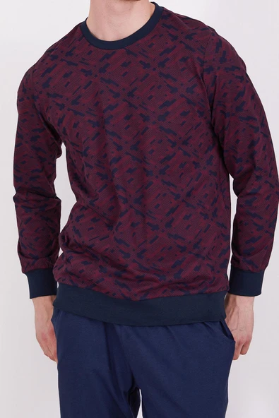 Arnetta Bordo Renk Erkek Uzun Kollu Battal Pijama Takımı - Resim 2