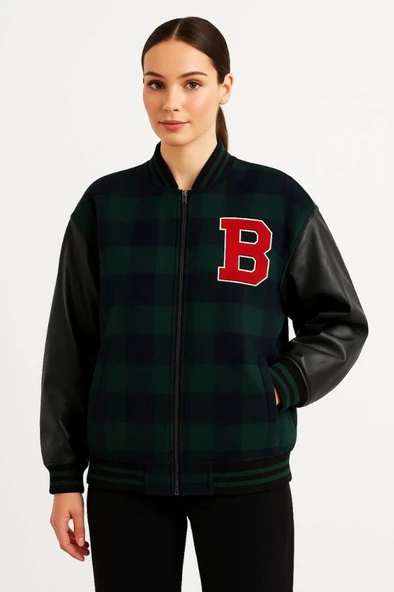 Kolları Suni Deri Içi Astarlı Oduncu Kolej Içi Ceket - Haki - 3