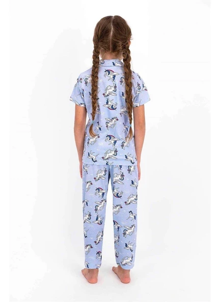 Roly Poly 2416 Mavi Renk Kız Garson Pijama Takım - 1