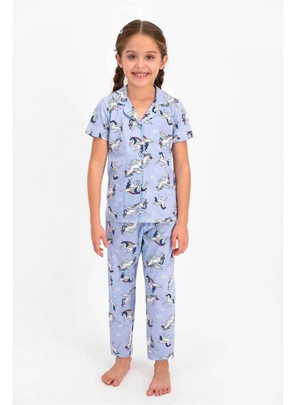 Roly Poly 2416 Mavi Renk Kız Garson Pijama Takım - 2