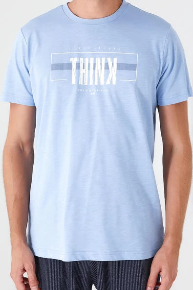 Arnetta İndigo Renk Erkek Bermuda Pijama Takımı - Resim 4