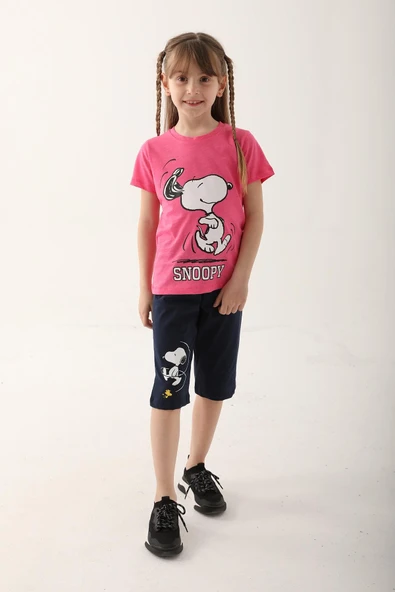 Looney Tunes 640 Snoopy Fuşya Renk Kız Çocuk Kapri Takımı ürün görseli 1