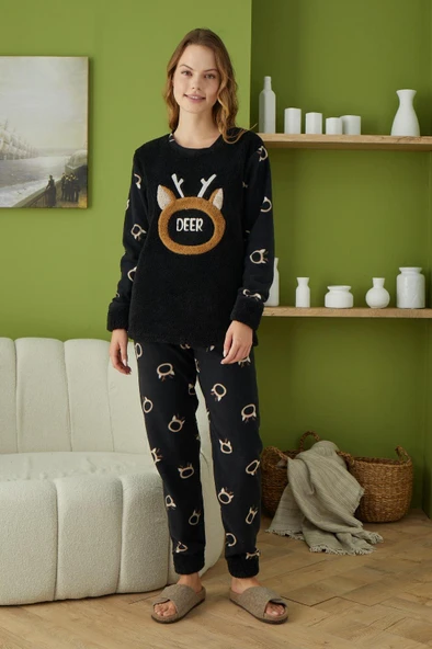 Pijamood 6012 Siyah Kadın Pijama Takımı ürün görseli 1