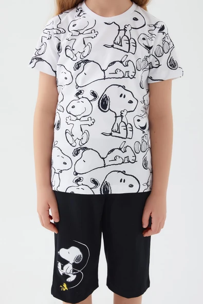 Looney Tunes 1575 Snoopy Kız Çocuk Kapri Takım - Resim 4