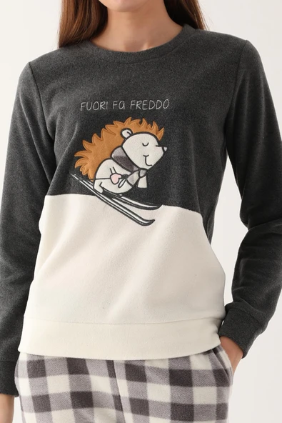 Arnetta Antirasit Renk Anne Kız Polar Pijama Takımı - Resim 4