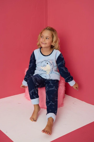 Pijamood 4176 Mavi Polar Uzun Kollu Kız Çocuk Pijama Takımı ürün görseli