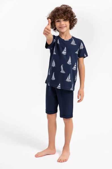 Arnetta Lacivert Renk Çocuk Bermuda Şort Takımı - Resim 2