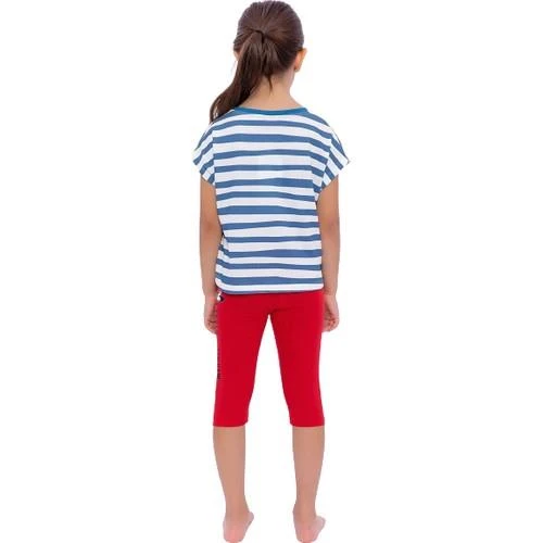 Mınnıe Mouse Petrol Renk Kız Garson Kapri Tayt Takımı - Resim 4