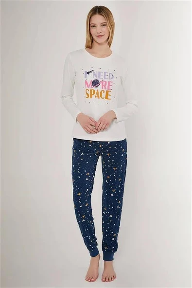 ROLY POLY ANNE KIZ UZUN KOL PİJAMA TAKIMI Beyaz - Resim 2