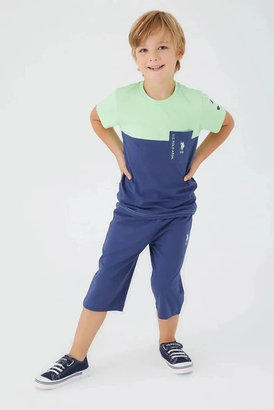 U.S Polo 1331 Yeşil Erkek Çocuk Kapri Takım - 2