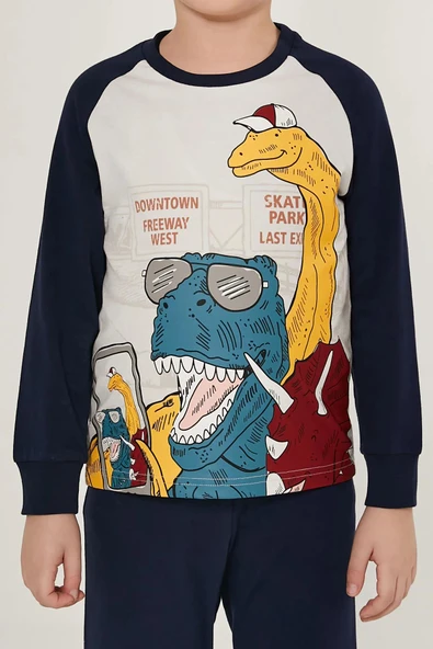 Roly Poly 3188 Lacivert Pamuklu Uzun Kol Erkek Garson Pijama Takımı - 4