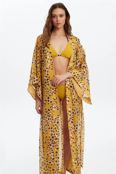 Louren 5613 Desenli Uzun Kimono Pareo ürün görseli 1