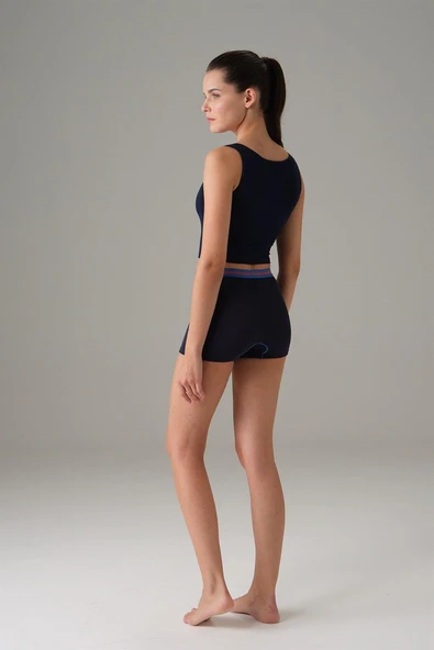 Doreanse 9403  Kadın Kaplı Dolgulu Crop-Atlet LACİVERT - Resim 2