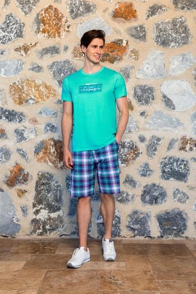 DOREANSE 4507 MODAL KISA KOLLU ERKEK ŞORT TAKIM Mint ürün görseli 1