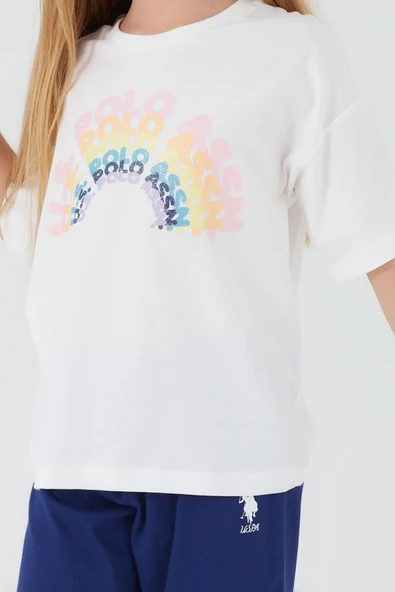 U.S Polo 1404 Krem Kız Çocuk Kapri Takım Pijama Takımı - Resim 4