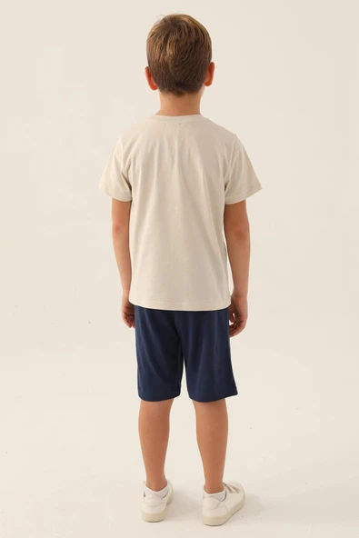 Roly Poly 3339 Pamuklu Baba Oğul  Kısa Kol Erkek Garson Bermuda Takım BEJ - 4