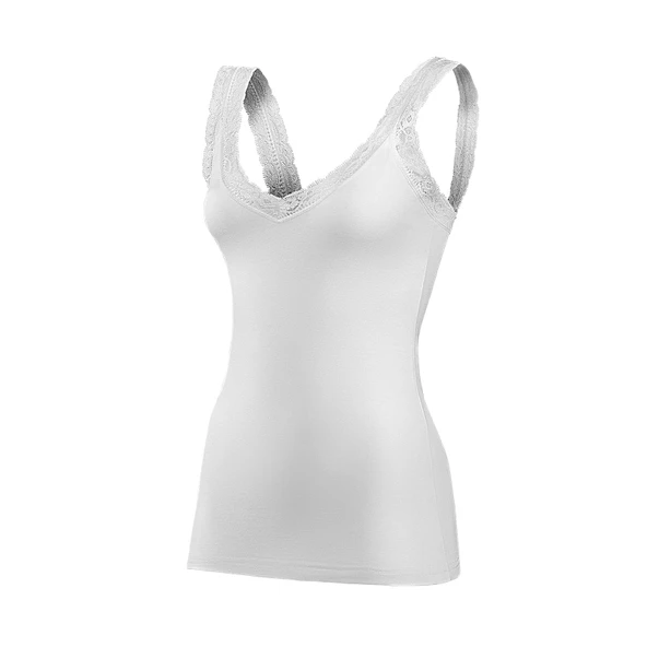 Yıldız 2260 Beyaz Modal V Yaka Askıları Dantelli Kadın Atlet ürün görseli 1