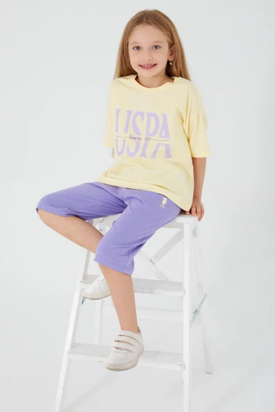 U.S POLO KIZ ÇOCUK KAPRİ TAKIM SARI ürün görseli 1