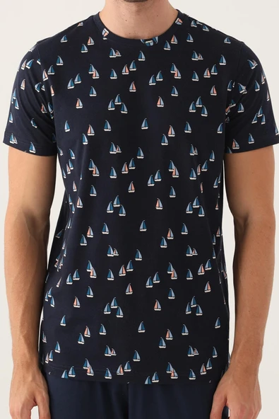 Arnetta 2992 Pamuklul Baba Oğul Kısa Kolu Erkek Pijama Takımı LACİVERT - Resim 3