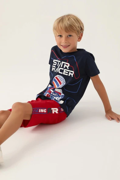 Roly Poly 3330 Pamuklu Kısa Kollu Erkek Çocuk Bermuda Takım LACİVERT ürün görseli 1