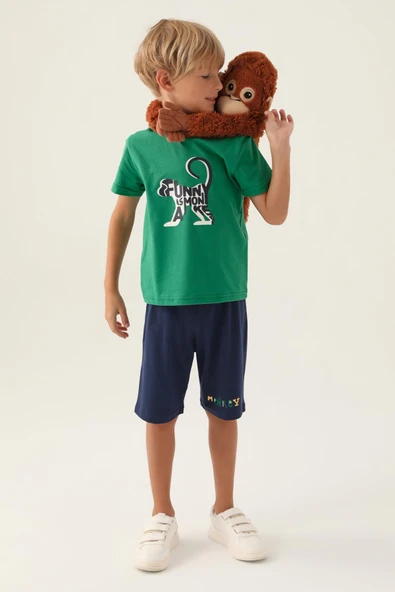 Roly Poly 3361 Pamuklu Erkek Garson Kısa Kollu Bermuda Takım YEŞİL ürün görseli 1
