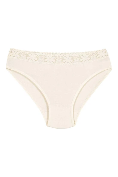 Yıldız 3523 Ekru Likralı Beli Dantelli Bikini Külot - 1