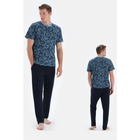 Eros 33050 Pamuklu Erkek Kısa Kollu Pijama Takımı MAVİ - 2