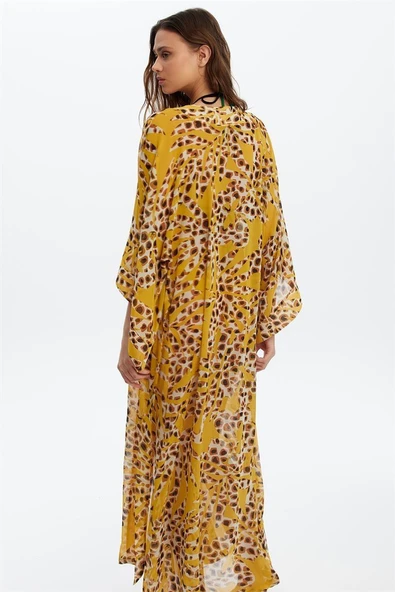 Louren 5613 Desenli Uzun Kimono Pareo - Resim 3